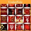 Capa de Almofada de Natal Vermelha e Dourada Vibrante Perfeita para Decoração de Sofá e Sala de Estar