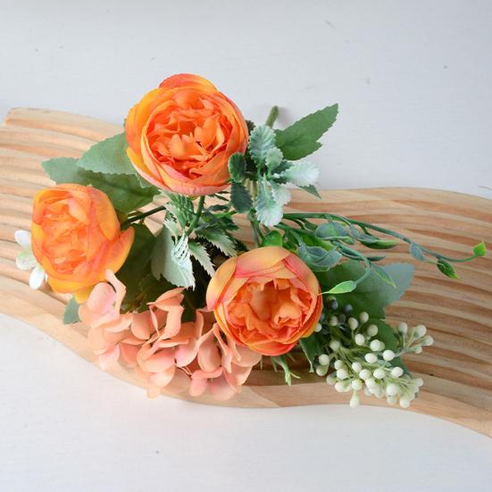 Artificial Peony Flower Bouquet Faux Silk Flower with Hydrangeas And Eucalyptus Leaves for Vase Floral Arrangements Table Centerpiece Wedding Party