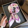 New Floral Print Silk Feeling 70cm Square Scarf Women Foulard Cashew Neckerchief Lady Satin Head Hijab Female Decorate Neck Ties