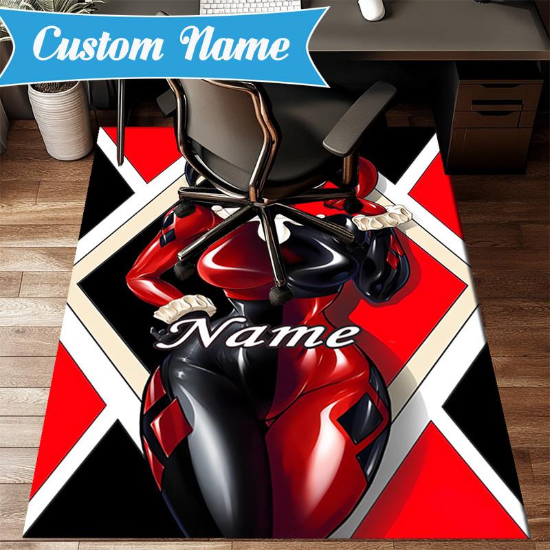 Custom Name Harley Card Rug Game Carpet, Floor Mat for Bedroom Living Room Entryway Rug, Home Decor Idea Gift for Christmas birthday
