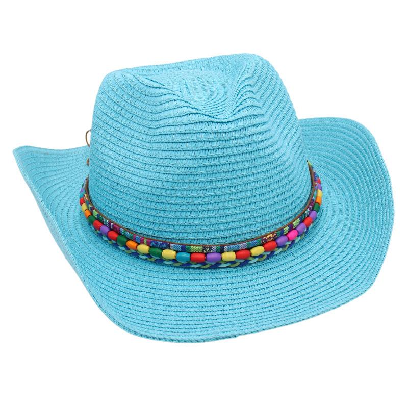 Colorful Beaded Beach Hat Ethnic Style Cowboy Straw Hat Panama Sun Protection Sun Hat Spring Summer Spanish Jazz Hat