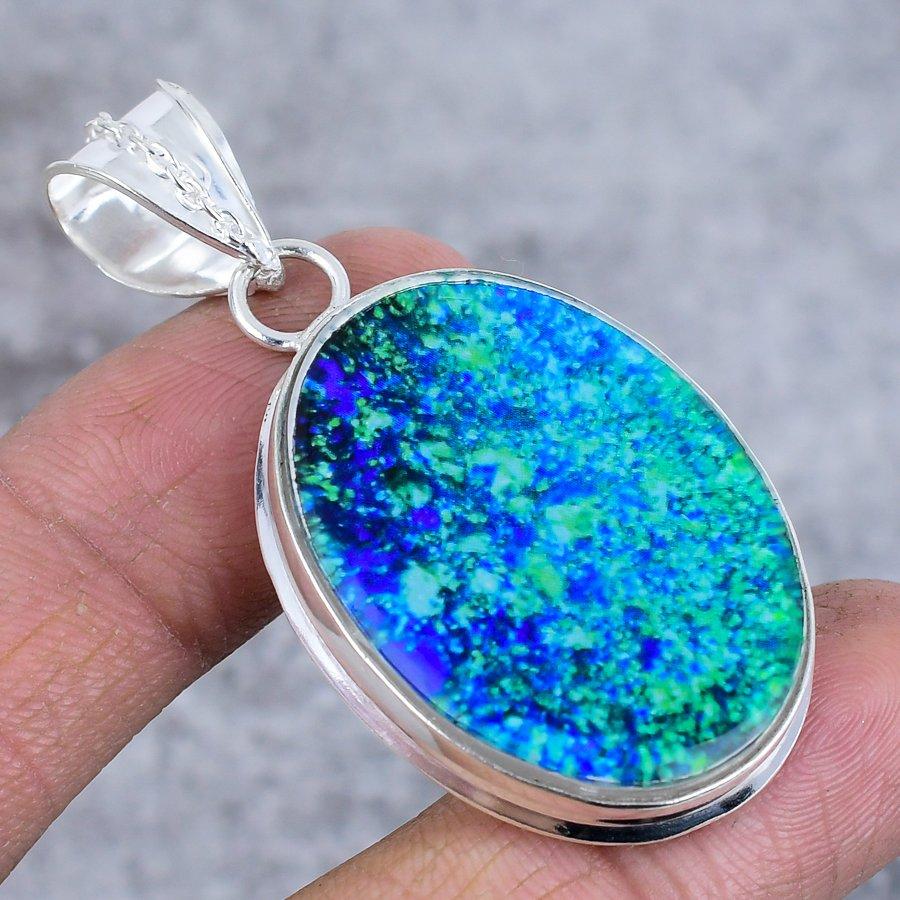 Natural Green Triplet Opal 925 Sterling Silver Jewelry Pendant 2.29" N3e98