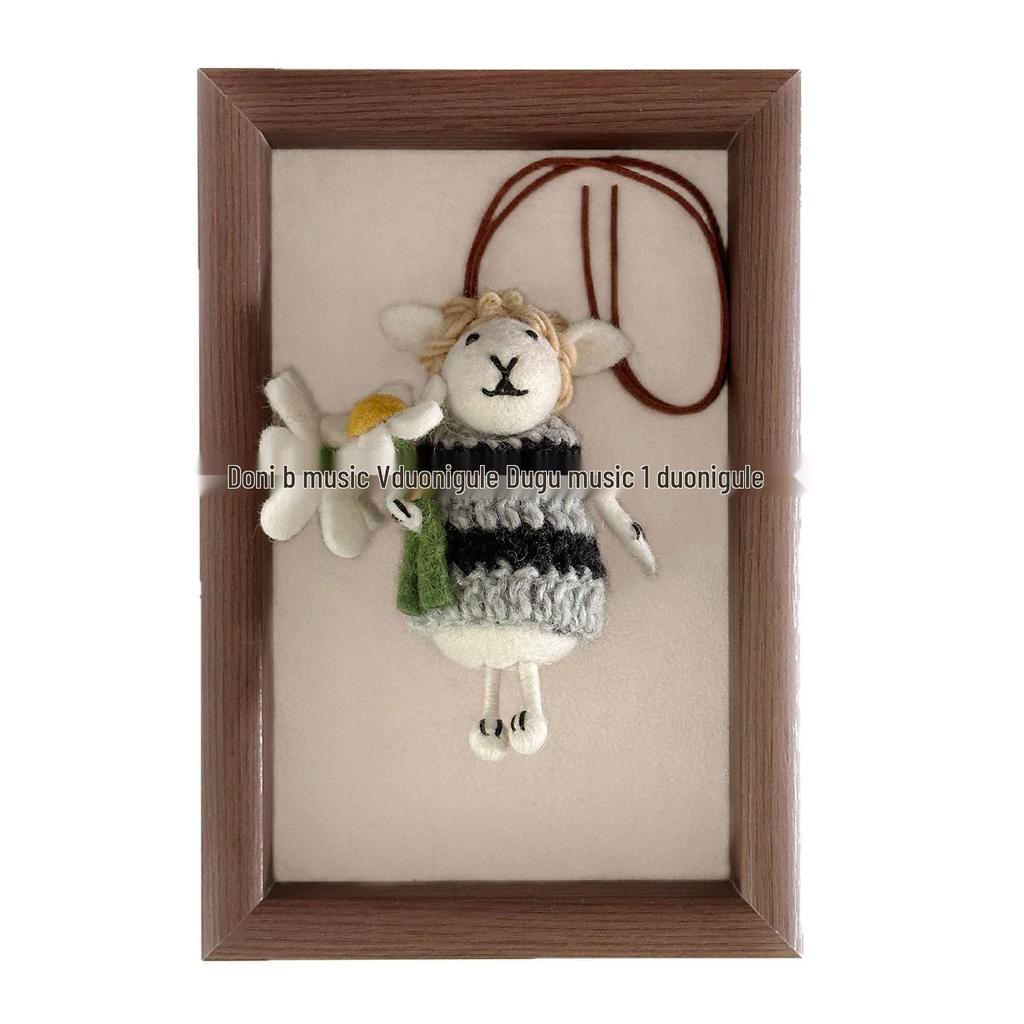 Blonde Flower Wool Felt Lamb Doll Pendant - Bag Charm, Keychain, Car Ornament