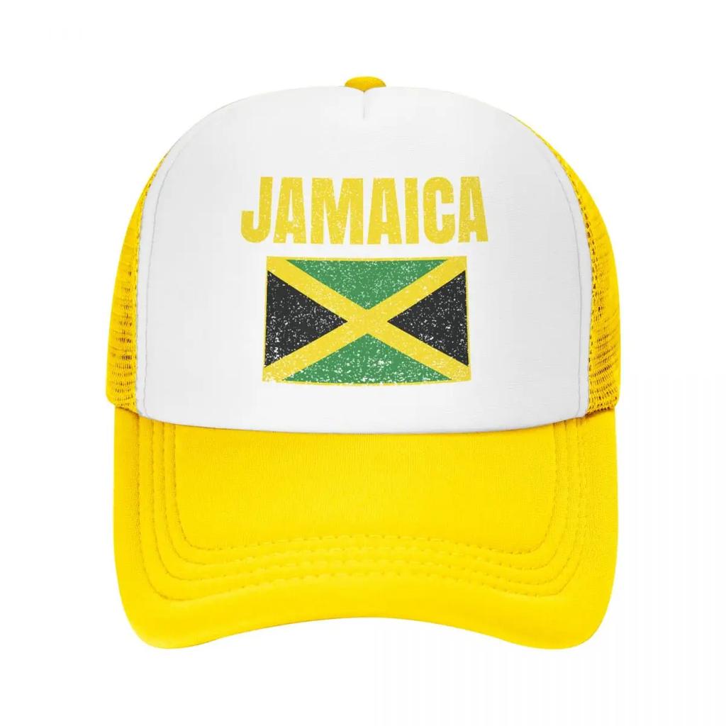 Custom Classic Unisex Jamaica Country Jamaican Flag Trucker Hat Adult Adjustable Baseball Cap Women Unisex Outdoor Dad Hat