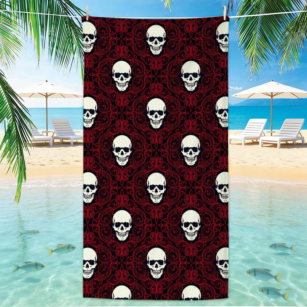 Skull Beach Towel Microfiber for Gym Travel Fitness Spa Women Girl Quick Dry Sandless Large Towels Bathroom Beach Towel