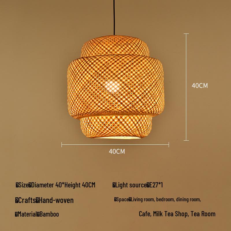 Zen Bamboo Pendant Lamp: Rattan Woven Japanese Tea Room Light