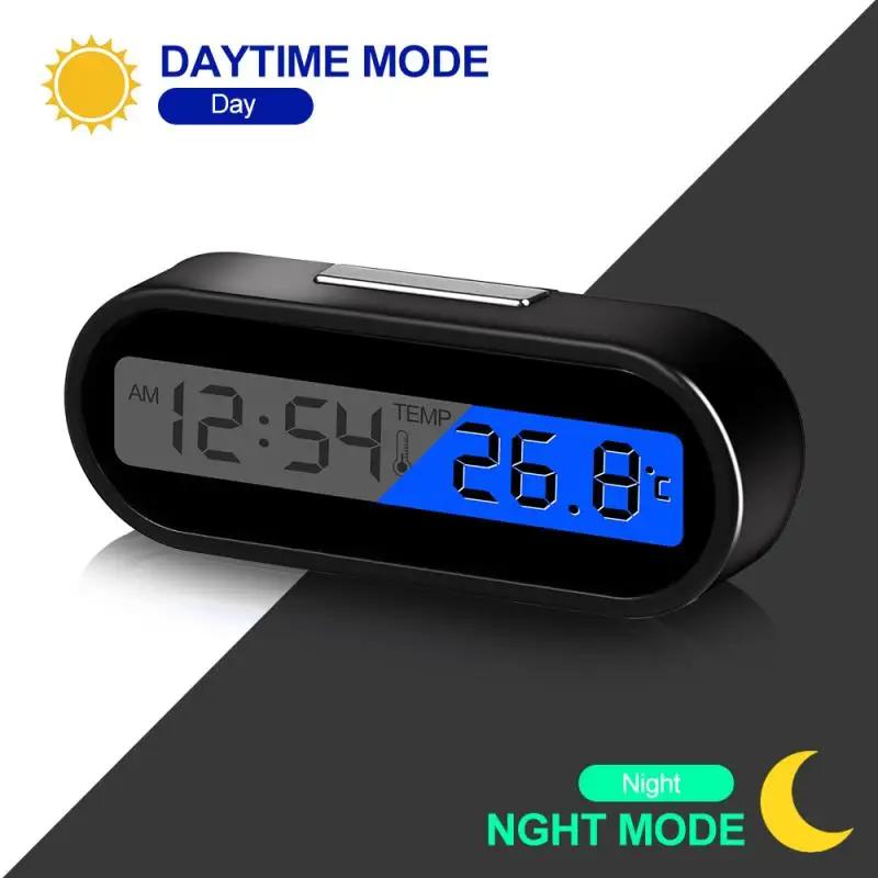 Mini Car Clock Thermometer LCD Digital Backlight Electronic Auto Clocks Car Inside Outside Temperature Electronic Car Time Watch