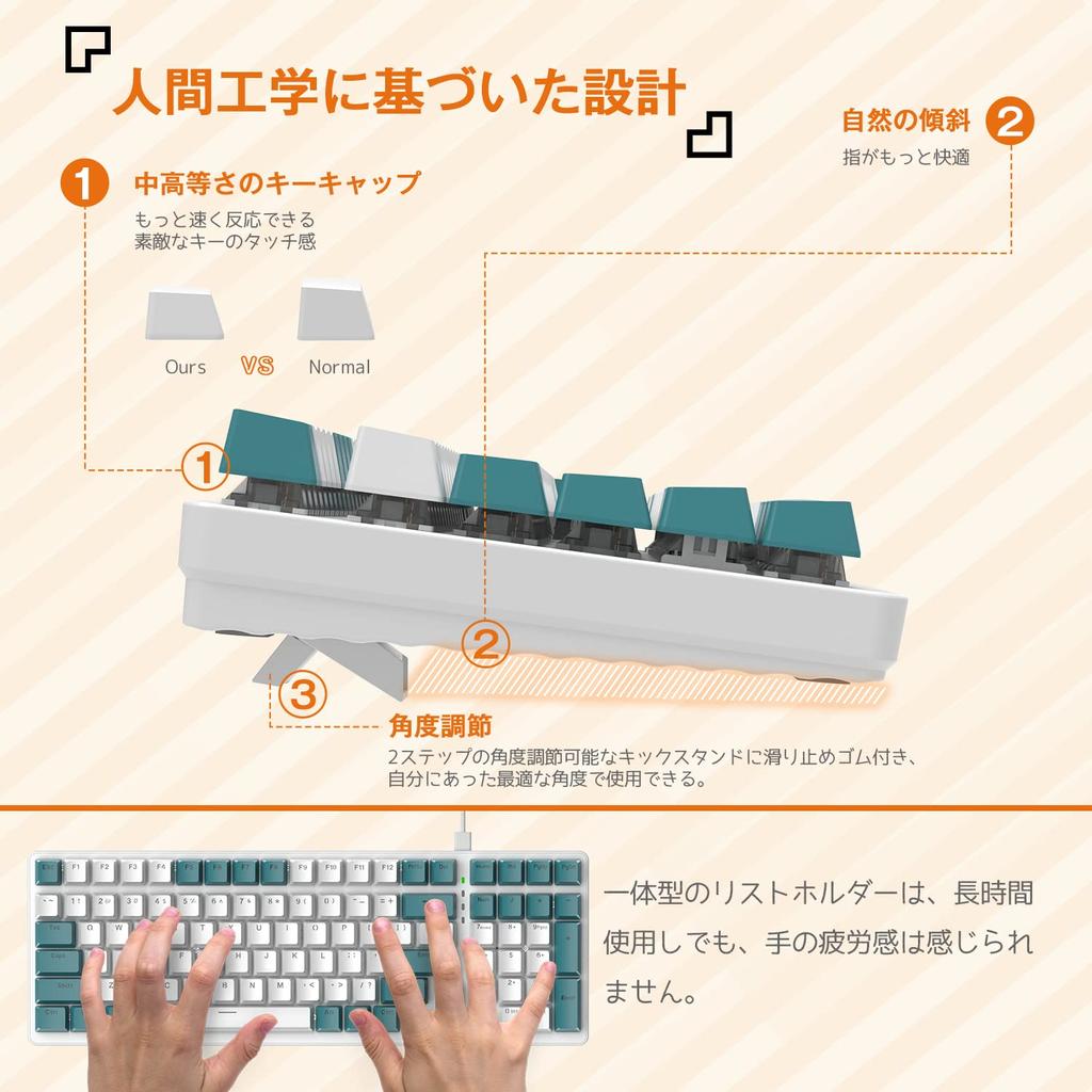 ZIYOU LANG K3 Mechanical Keyboard Gaming Keyboard 98 Keys Compact Independent Key Switch TKL Metal Spring Onboard Memory Linear Light Switch Rainbow