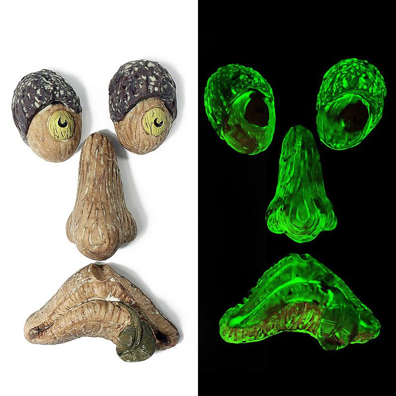 Cross-border Bark Glow Tree Monster Face Resin Ornament - Creative Easter Outdoor Decoration