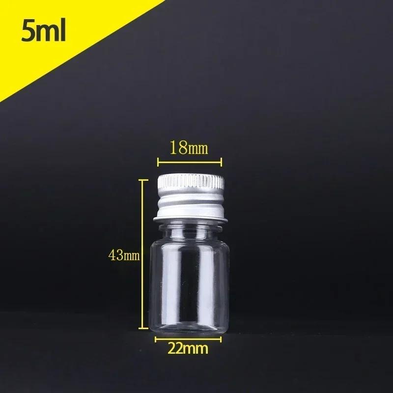 10Pcs 5ml-250ML Mini Plastic Bottle W/ Aluminum Screw Caps Portable Sample Vials Travel Cosmetic Containers for Lotion Creams