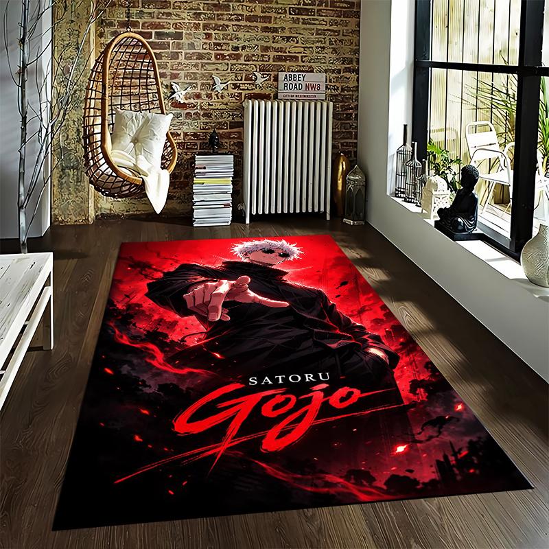 "Anime Style Satoru Gojo Carpet with Red and Black Design Pattern" Suitable for use as an anti-slip for living room bedroom sofas