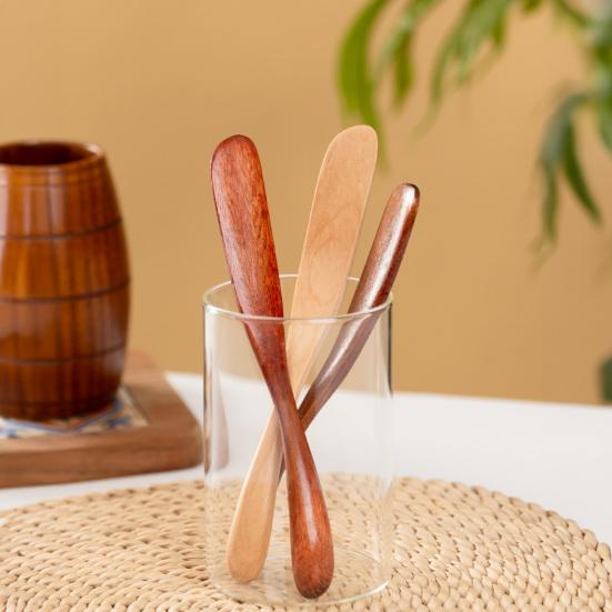 Butter Knife Solid Wood Curved Handle Butter Jam Mix Fillings Scrape Batter Butter Spreader Kitchen Tool