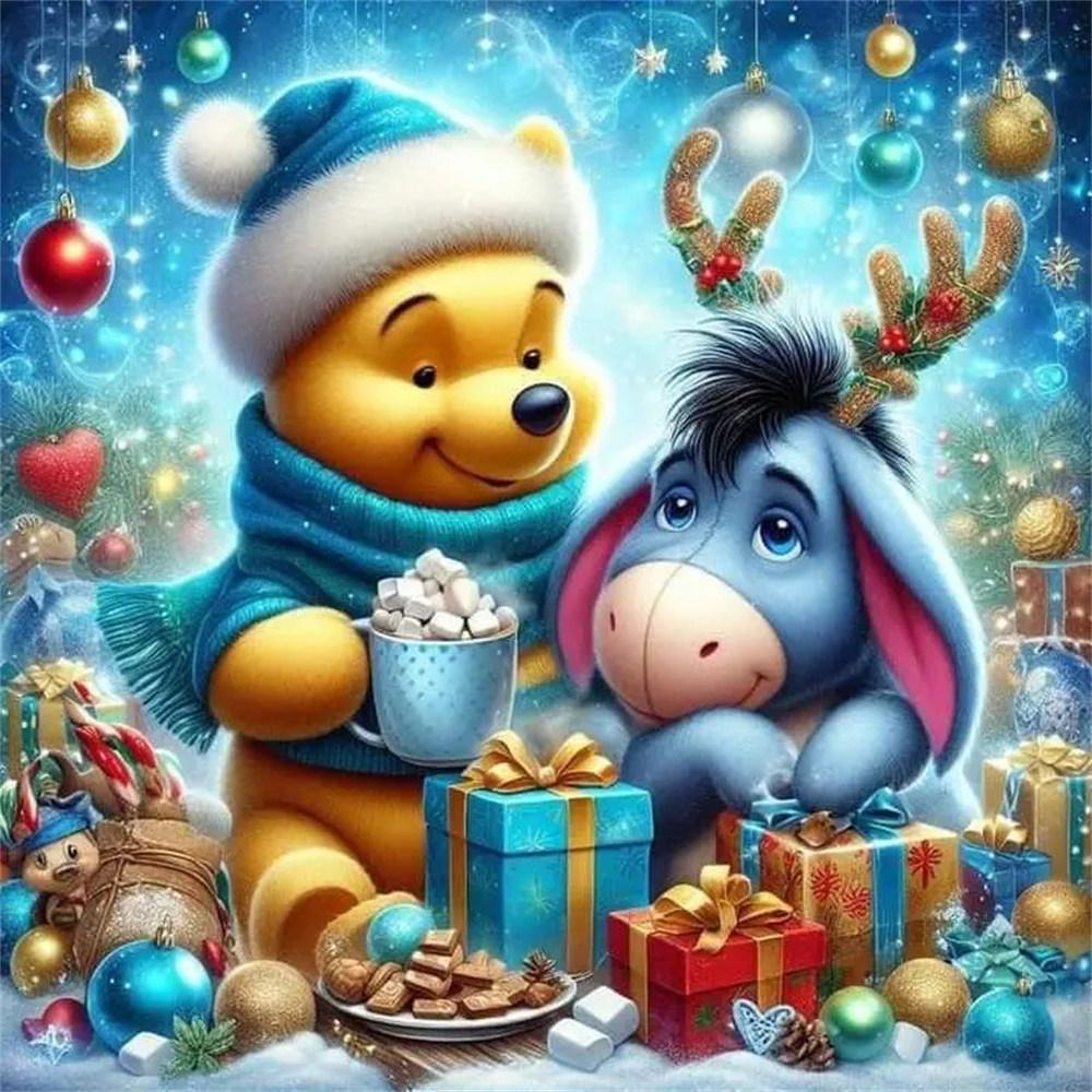 Disney 5D Diamond Painting Winnie The Pooh Christmas Cross Stitch Mosaic Kit Home Decoration Wall Sticker DIY Handmade Gift