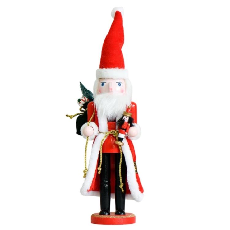 

36CM Tall Christmas Santa Sculpture Wood Santa Clause With Gift Bags For Mantel Tabletop Display Christmas Decoration 1
