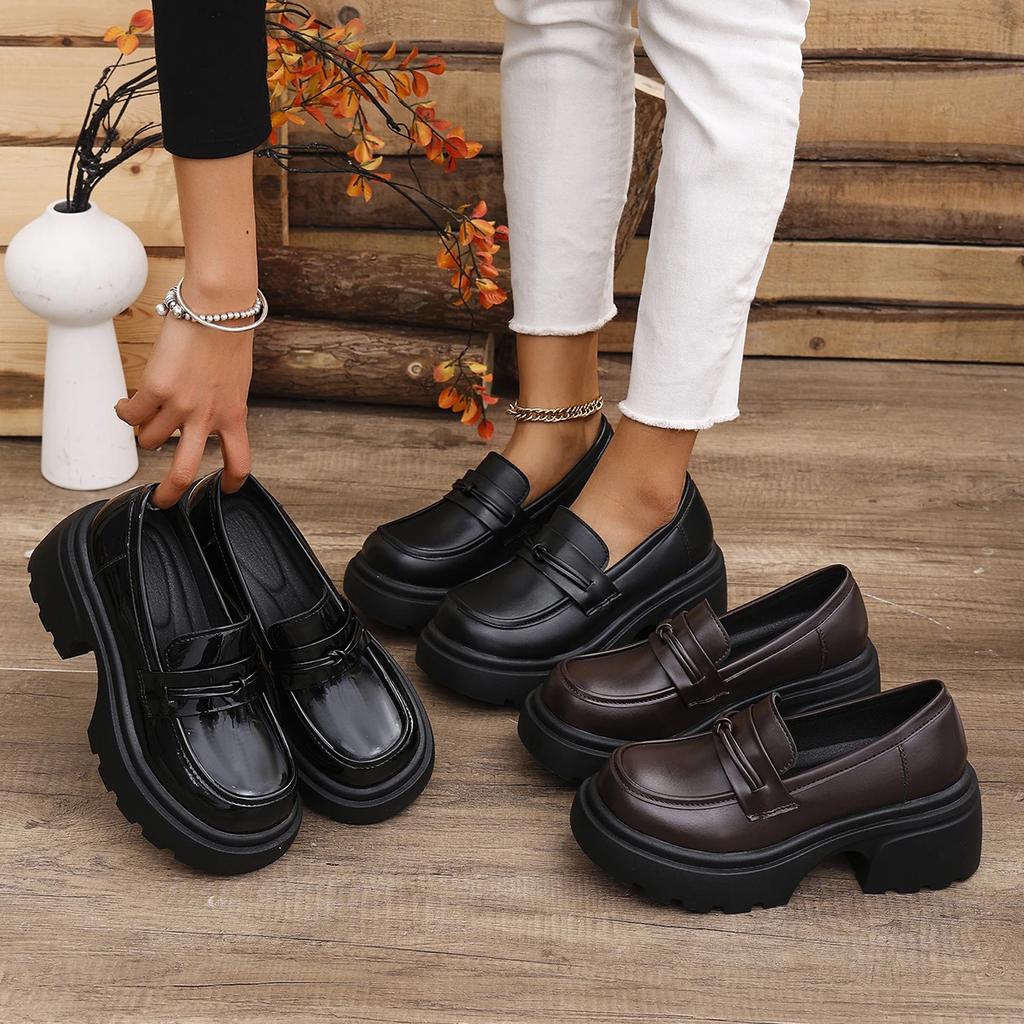 Fashion Gothic Chunky Platform Loafers Women 2025 Spring British Style Patent Leather Pumps Woman Thick Bottom Jk Uniform Lolita Shoes