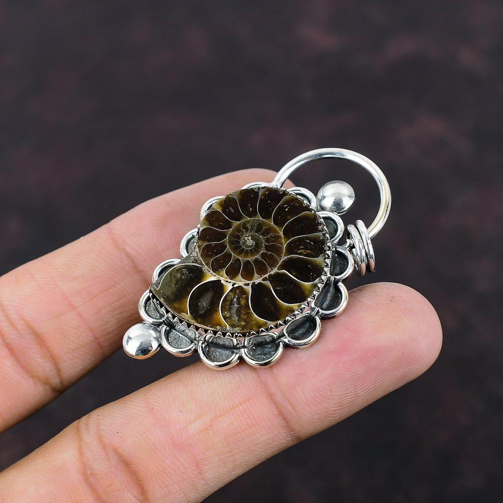 Ammonite Fossil Pendant Gemstone Pendant Decent Pendant 925 Sterling Silver Pendant Ammonite Fossil Jewelry Handmade Pendant Engagement Gift