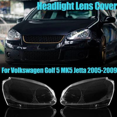 Paire de coques de phares avant, couvercle de lampe, abat-jour Transparent pour Volkswagen Golf 5 MK5 Jetta Rabbit 2005 – 2009
