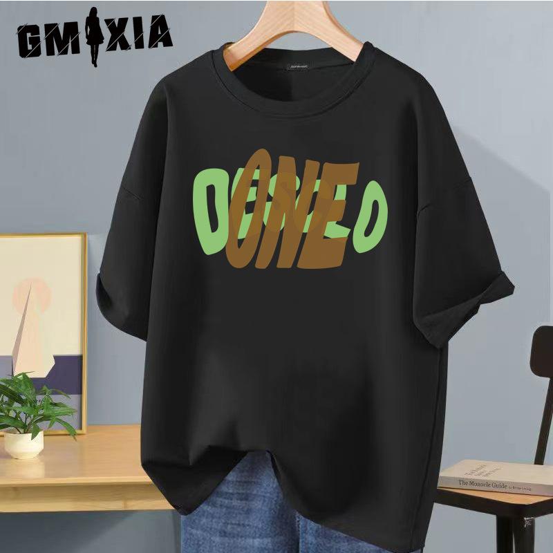 

GMXIA Хлопковая футболка с коротким рукавом Мужская модная свободная футболка с рукавом до локтя с принтом Сочувственная футболка XXXXXL чёрный