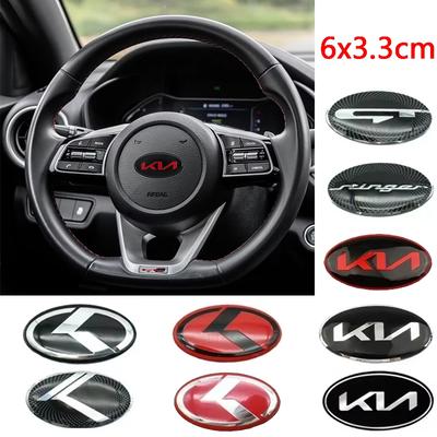 6x3.3cm Car Steering Wheel Center Emblem Badge Sticker for Stinger Sportage KX3 Ceed K7 K5 K3 R Forte Rio Soul Accessories