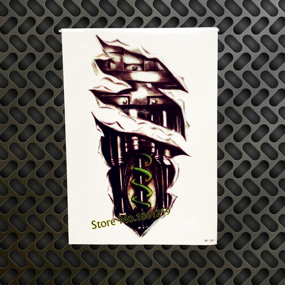 1PC Design Sexy Mask Temporary Tattoo Sticker Men Black Body Art Arm Waterproof