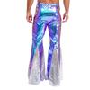 S-3XL Men's 70s Disco Pants Shiny Metallic Sequins, Hippie Vintage Bell Bottoms Flared Pants for Dance Party & Nightclub