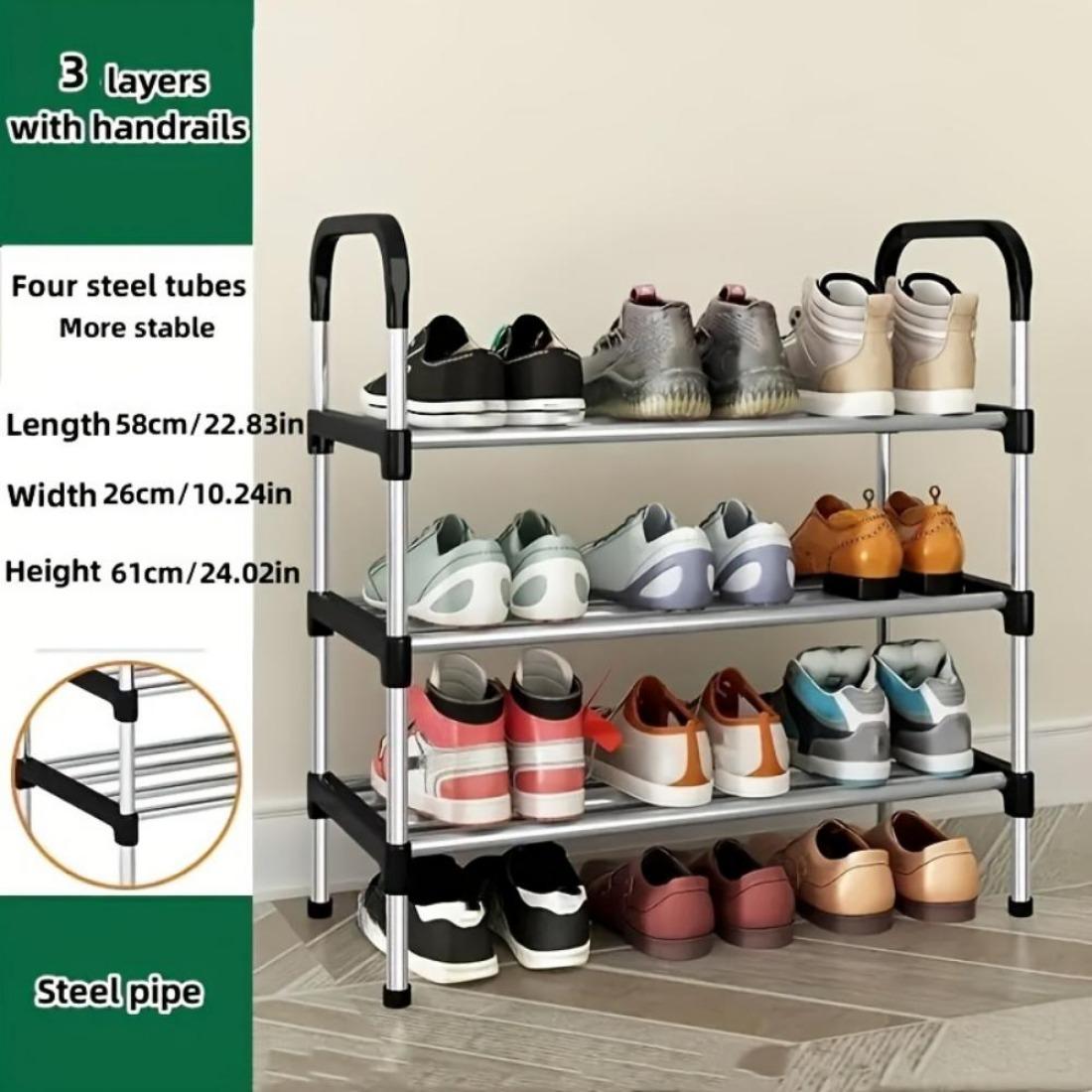 

Универсальная многоуровневая полка для обуви, 1 шт. - Простая сборка и компактный дизайн, идеально подходит для прихожих, спален и т. д. 3-Shelf