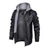 Youth Black Leather Jacket with Stand Collar and Zipper Welt Pockets, Hooded Winter Design, Straight Hem - In Stock