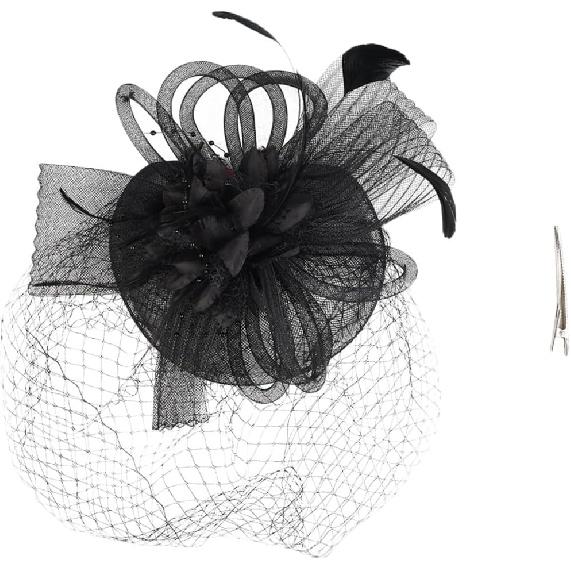 Dark Plum Floral Mesh Headband Hair Accessory for Women Wedding Tea Party Special Occasion