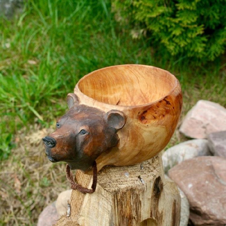 Animals for Head for Image Cup Wooden Mug Animal Shape Portable Camping Drinking