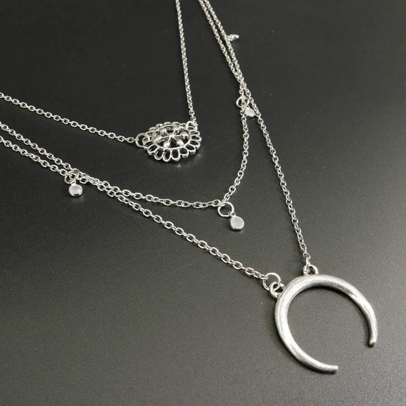 Creative European and American Fashion Moon Necklace Multi-layer Necklace Chain