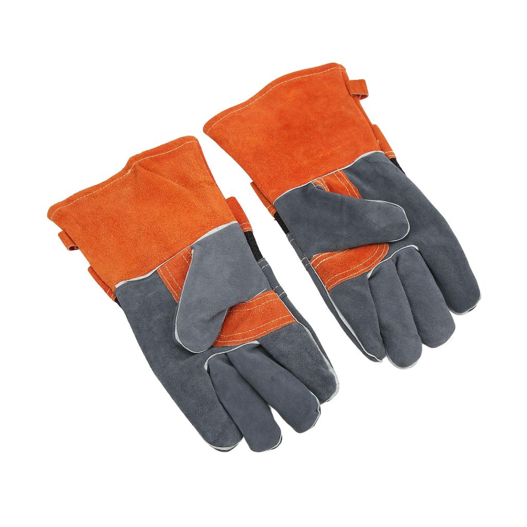 1 Paar Hitzebeständige Handschuhe Feuerfest Flammenhemmend Nicht Verbrühendes Leder für BBQ GrillOrange