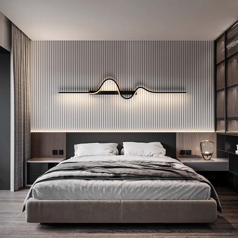 Creative Minimalist Long Strip Light Living Room Sofa Background Wall Light Bedroom Bedside Wave-shaped Decorative Light