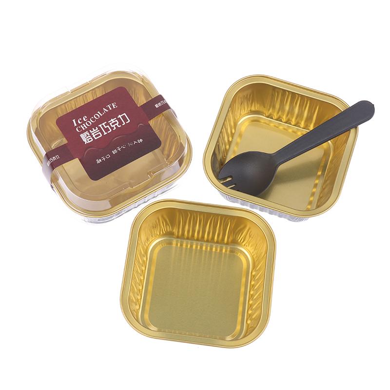 10/20 Sets Schwarz Gold Kuchenbecher Aluminiumfolie Kuchenboxen Mit Deckeln Löffeln Mousse Dessert Verpackungsboxen Backformen Partygeschenke