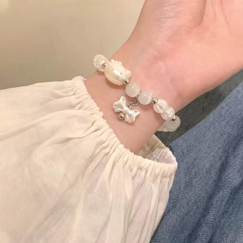 HelloKitty Love Couple Bracelet - DIY Handmade Beaded Cat's Eye Stone, Cute Gift for Girlfriend