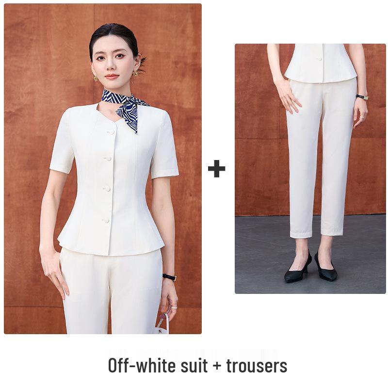 Elegant Seven-Sleeve Slim-Fit Women's Top, Summer Workwear/Professional Suit Style