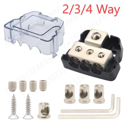 Car Audio Power Distribution Block 2/3/4 Way Wire Distribution 2/3/4 Way Ground Box 0/4 Gauge In 4/8 Gauge Out for Boat Vehicles