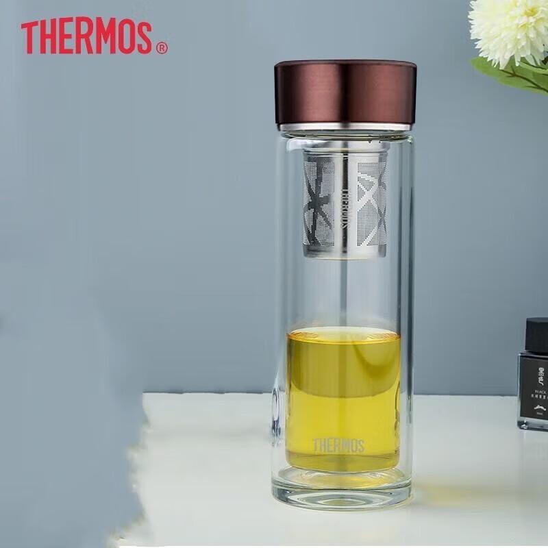 Thermos 400ml Double Wall Glass Tea Infuser Mug