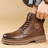 Herbst Winter Plateau Arbeitsstiefel Herren Neue Designer High Top Lederschuhe Männliche Mode Lässig Warm Halten Koreanische Knöchelboots Mann