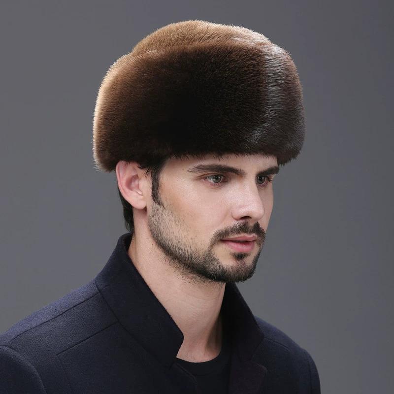 Mink hat male whole mink mink winter middle-aged and elderly warm landlord hat otter hat male winter mink hair