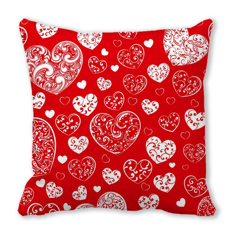 Home Decor Red Heart Patterns: Love themed Pillow Covers Pattern Cushion Cover Suitable for Sofa Bedroom Car Pillow Cover
