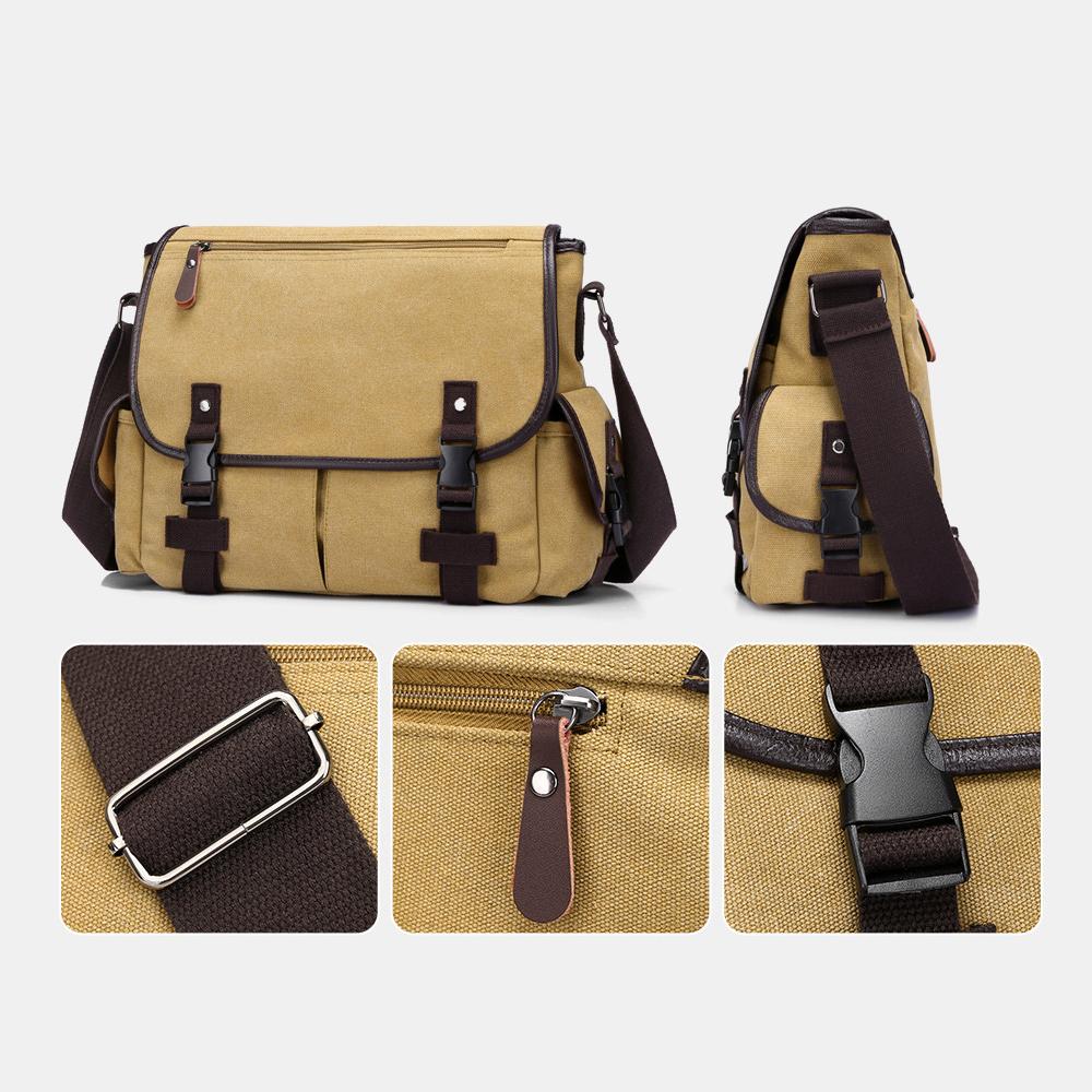 Pánská crossbody taška, plátěná outdoorová taška přes rameno s velkou kapacitou