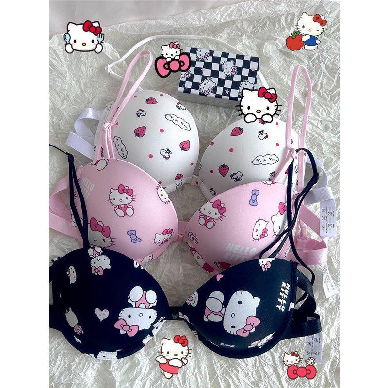 Japanese Style KT Cat Front Closure Sweet & Cute Halter Neck Underwear - Sexy and Bust-enhancing for Women