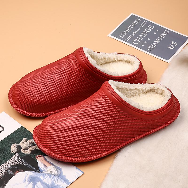 Men's Women's Cotton Slippers Warm Winter Casual Leather Shoes Waterproof and Non-slip Indoor Outdoor Walking Cotton Shoes 36-46