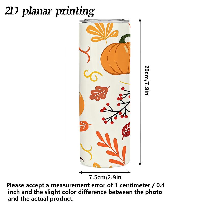 591ml Straight Cup Bountiful pumpkins and melon fruits Straw Cup Gift Cup Skinny Tumbler Portable Tumbler Metal Coffee Mug
