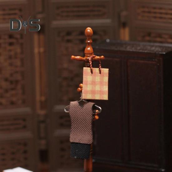 1:12 1:Miniatur-Puppenhauszubehör im Maßstab 6, Miniatur-Hut- und Garderobenständer, Bücher-Kleiderbügel-Set, kleine Sachen für das Puppenhaus-Schlafzimmer