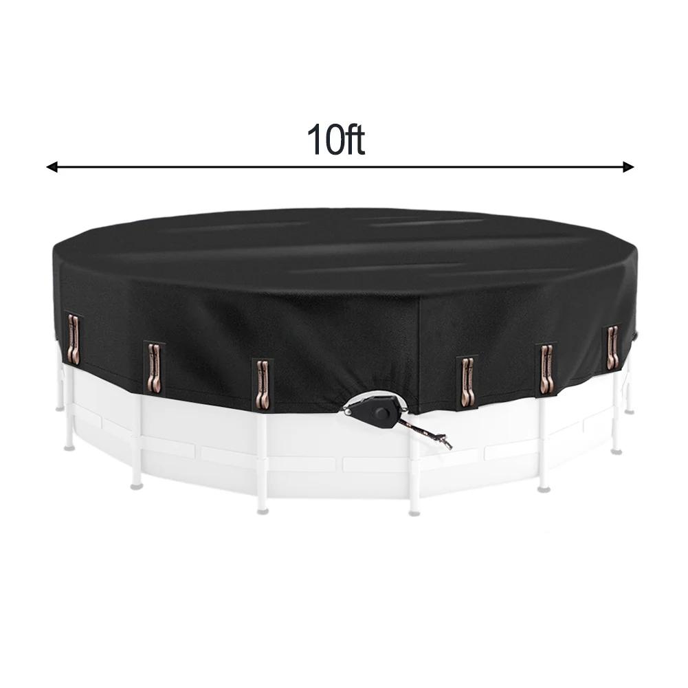 

Tear-Resistant Pool Cover Round Pool Cover Family Pool Safety Segregated Drawstring Design Temperature Maintenance For Hot Tubs