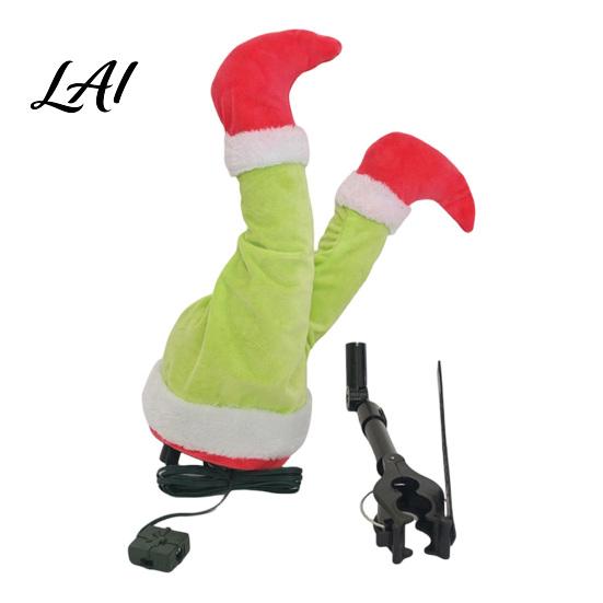 Festive Shaking Leg Decor Christmas Elf Decoration Electric Santa Claus Xmas Tree Party Ornament for Tree cHalf Body Ormament Funny