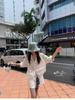 Korean V-Neck Puff Sleeve Shirt - Women's Early Autumn Loose Waist-Cinched Top