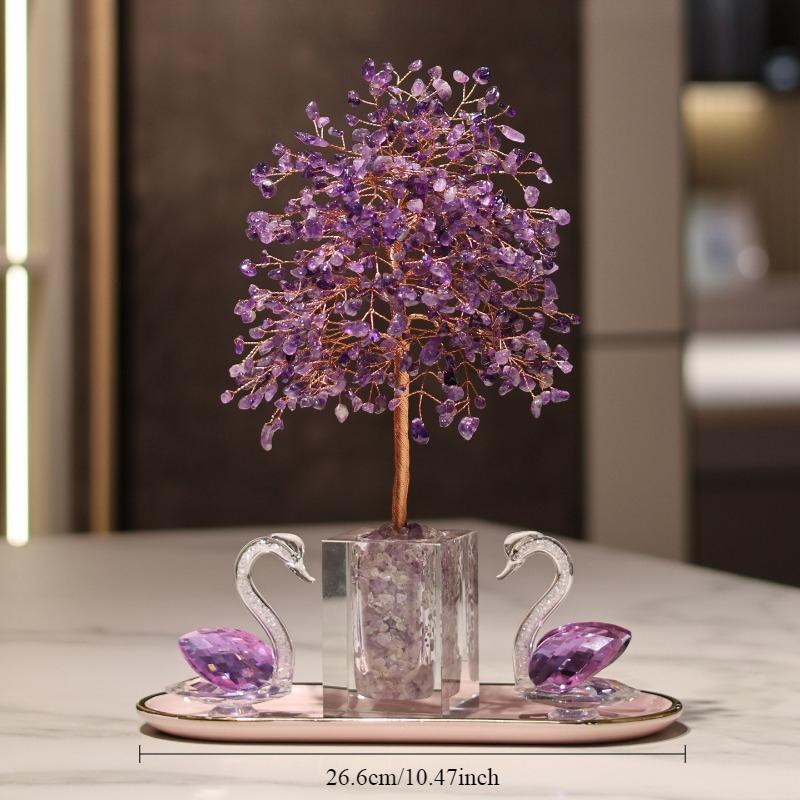 Amethyst Crystal Tree Crystals Healing Stones Reiki Natural Crystal Base Copper Wire Tree Life Spiritual Meditation Energy Room Office Desk Decor Gift
