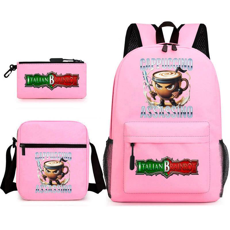 Cartoon abstract Shanhaijing primary school students and teenagers backpack schoolbag tongtongsahur three-piece set L